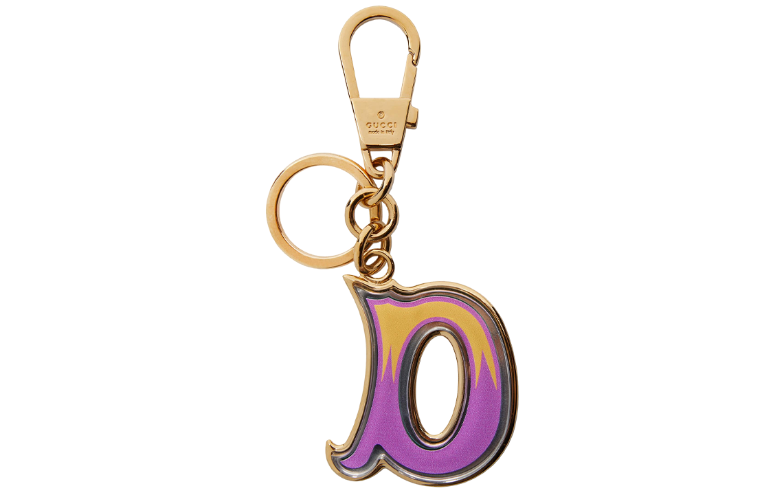 (Women) GUCCI  Purple Bi-Color Keychain with Letter D Charm. 727968-JCFUG-8555