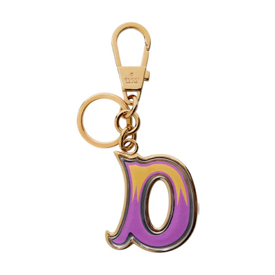 (Women) GUCCI Purple Bi-Color Keychain with Letter D Charm. 727968-JCFUG-8555