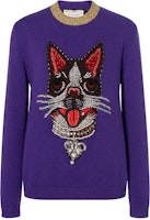 (Women) GUCCI Purple Crewneck Sweater with Animal Print Design. 503897-X9P16-5266 (Women) GUCCI Purple Crewneck Sweater with Animal Print Design. 503897-X9P16-5266