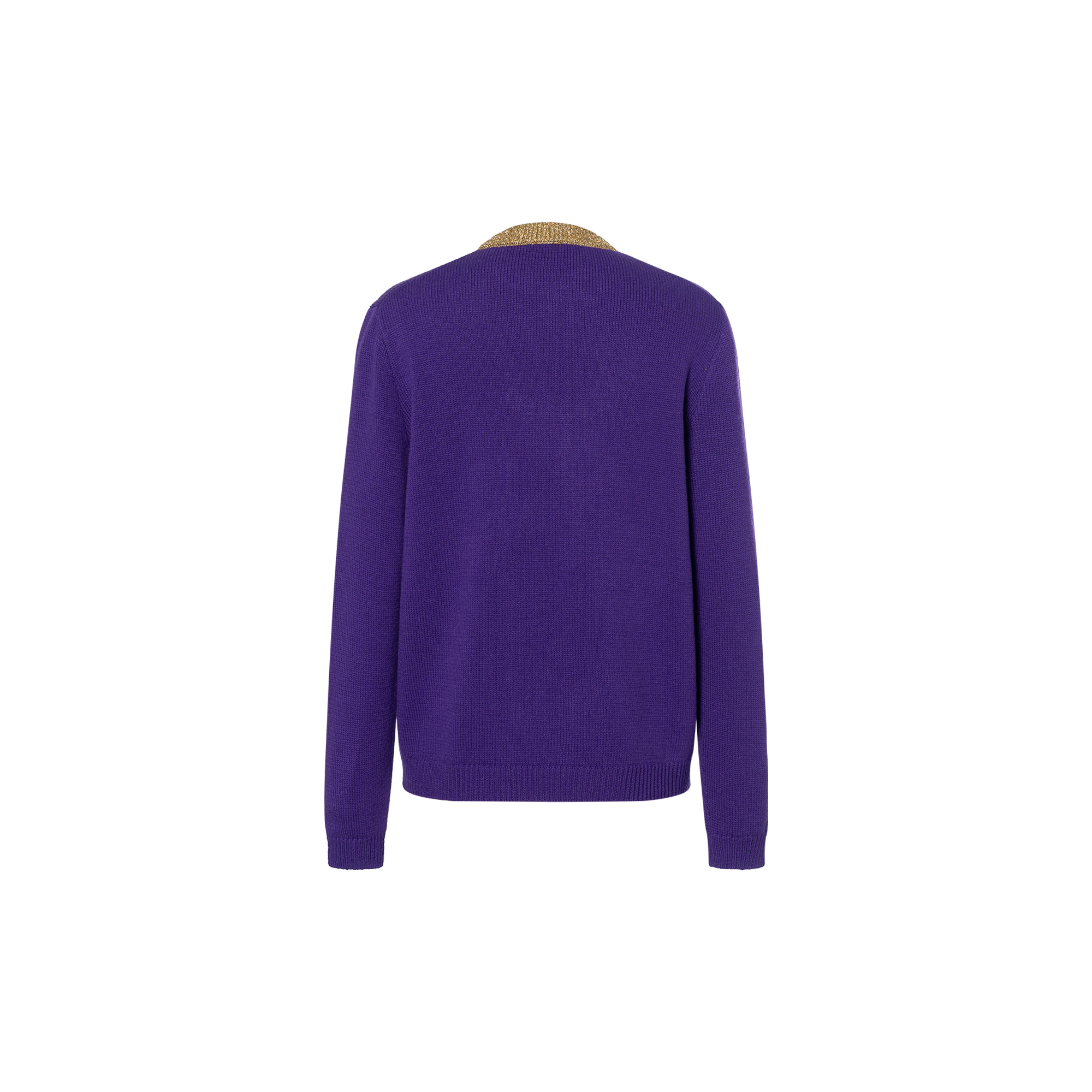 Lookbook (Women) GUCCI  Purple Crewneck Sweater with Animal Print Design. 503897-X9P16-5266