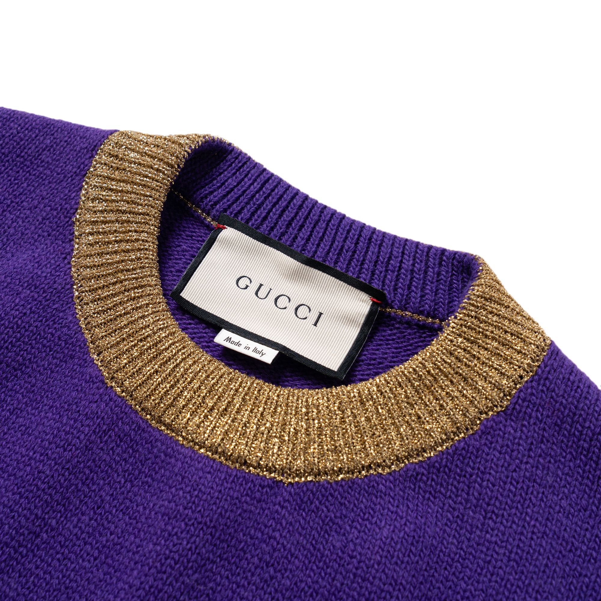 Details for (Women) GUCCI  Purple Crewneck Sweater with Animal Print Design. 503897-X9P16-5266