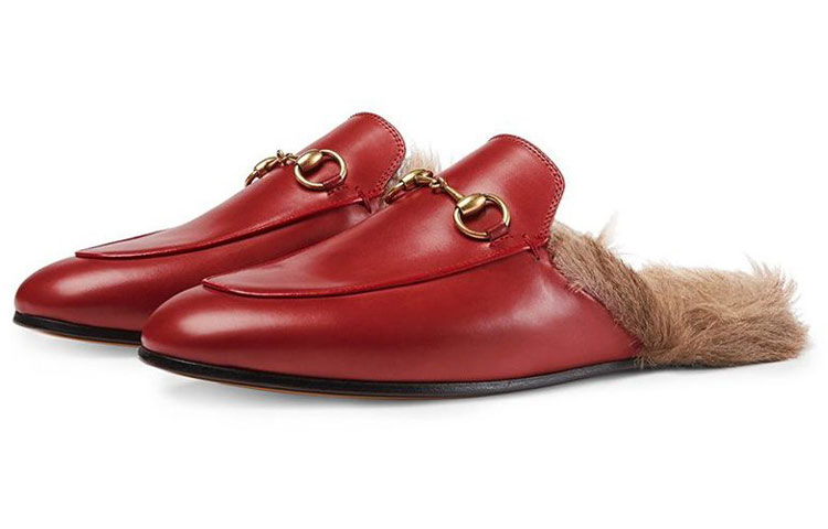 Order GUCCI 古驰 漆皮 時尚毛毛平底鞋 女款 紅色