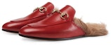 Order (W) Loafer Kulit Gucci Merah Berbulu Lembut 426361-DKHH0-6479