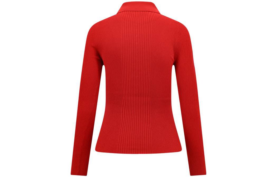 Lookbook (Women) GUCCI  Red Long Sleeve Solid Polo Shirt. 697673-XKCAJ-6124