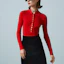 Purchase (Women) GUCCI Red Long Sleeve Solid Polo Shirt. 697673-XKCAJ-6124