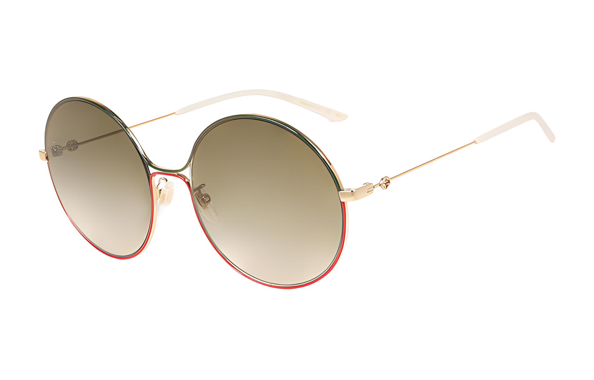 (Women) GUCCI  Retro Round Metal Sunglasses with Brown Lens GG0395S-003