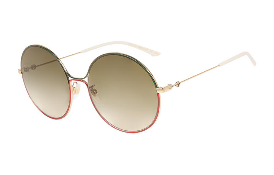 (Women) GUCCI  Retro Round Metal Sunglasses with Brown Lens GG0395S-003 圖 2