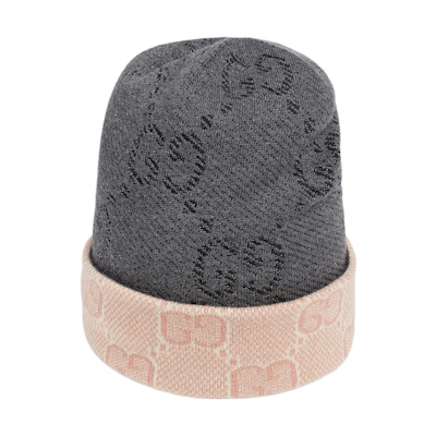 (Women) GUCCI Reversible GG Knit Beanie Grey. 732261-3GAKE-1272