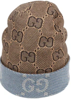 Shop (W) GUCCI 雙面GG針織海軍藍毛帽 保暖時尚帽子 716585-3GAJY-4165