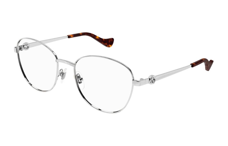 Order (W) Gafas Ópticas Ovaladas Plateadas GUCCI de Metal con Diseño de Logo Hueco. GG1601O003