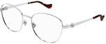 Order (W) Gafas Ópticas Ovaladas Plateadas GUCCI de Metal con Diseño de Logo Hueco. GG1601O003