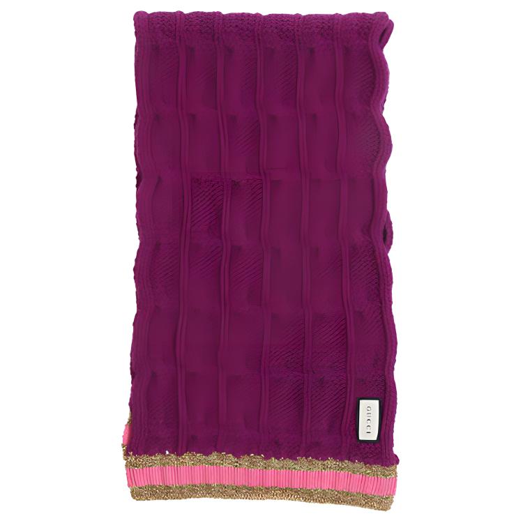 (Women) GUCCI  Soft Wool Knit Scarf - Purple 544777-3GB75-5572