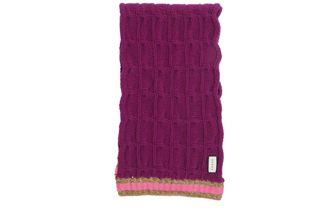(Women) GUCCI  Soft Wool Knit Scarf - Purple 544777-3GB75-5572 圖 2