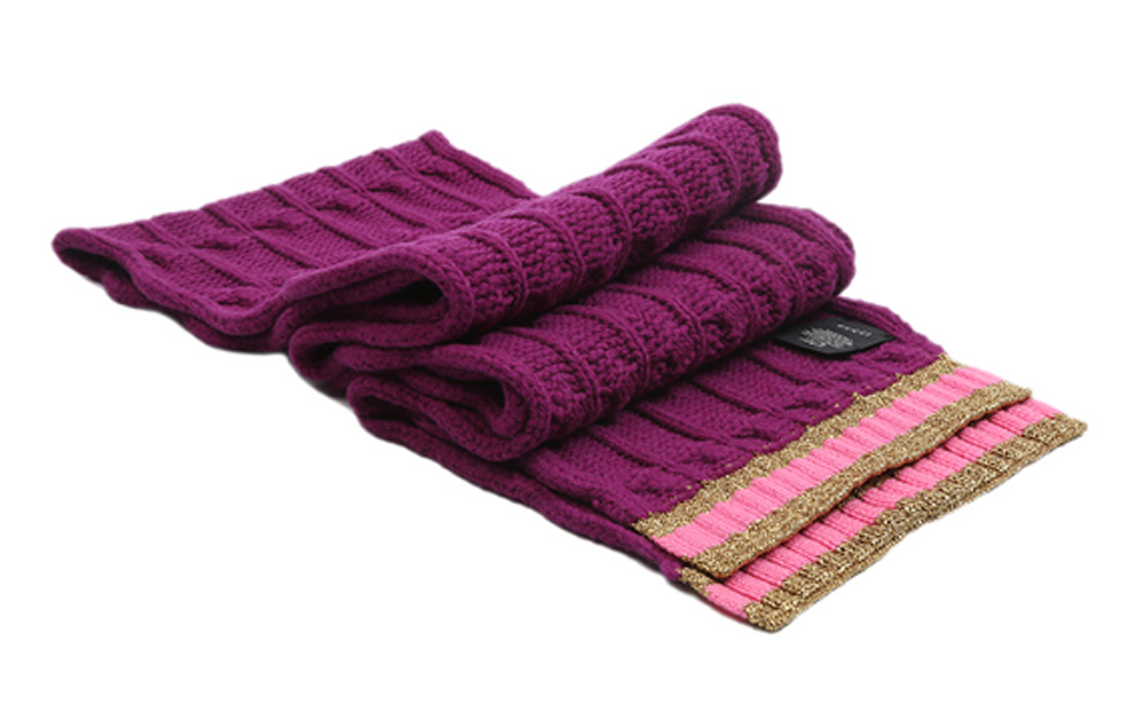 (Women) GUCCI  Soft Wool Knit Scarf - Purple 544777-3GB75-5572 圖 3