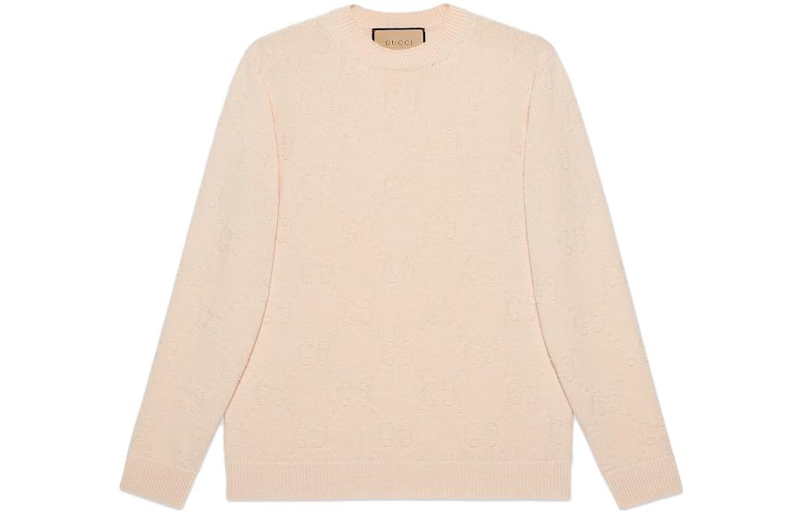 Buy (Women) GUCCI  Solid Color Jacquard Knit Sweater Khaki 695798-XKCE7-9163