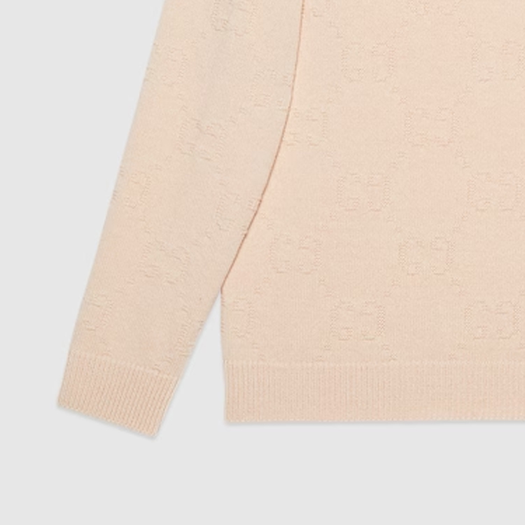 Sizing (Women) GUCCI  Solid Color Jacquard Knit Sweater Khaki 695798-XKCE7-9163