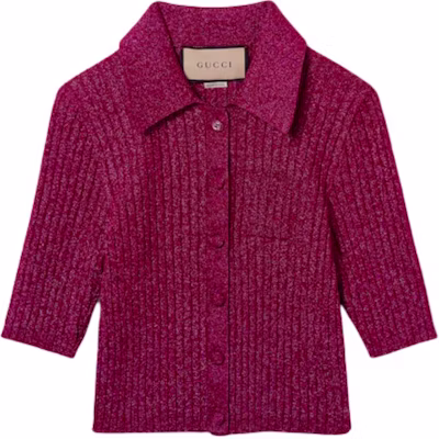 (W) GUCCI Baju Polo Lengan Pendek Rajut Warna Ungu Merah 782111-XKDWD-5840 Buy (W) GUCCI Baju Polo Lengan Pendek Rajut Warna Ungu Merah 782111-XKDWD-5840
