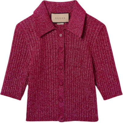 (W) GUCCI Baju Polo Lengan Pendek Rajut Warna Ungu Merah 782111-XKDWD-5840 Order (W) GUCCI Baju Polo Lengan Pendek Rajut Warna Ungu Merah 782111-XKDWD-5840