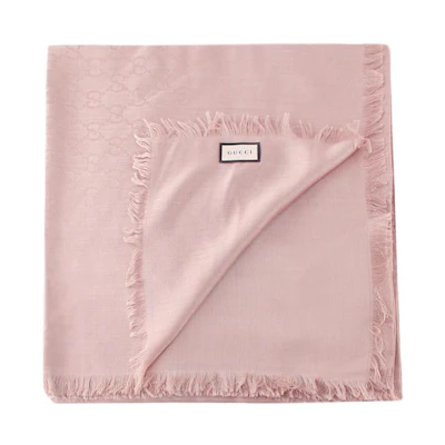 (Women) GUCCI Solid Color Silk Scarf with Tassels 3875633G6465900