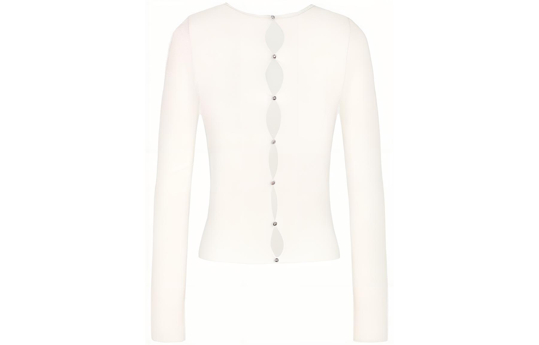 Buy (Women) GUCCI  Solid Color Single-Breasted White Long Sleeve Sweater 766172-XKDJX-9200