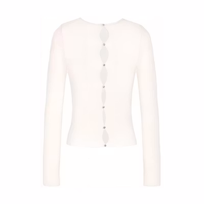 (Women) GUCCI Solid Color Single-Breasted White Long Sleeve Sweater 766172-XKDJX-9200