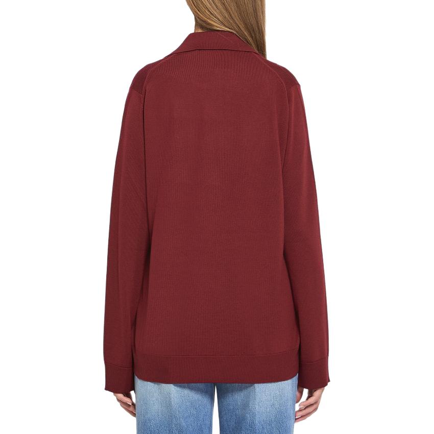 (Women) GUCCI  Solid V-Neck Long Sleeve Polo Shirt 793883-XKFA8-6318 圖 3