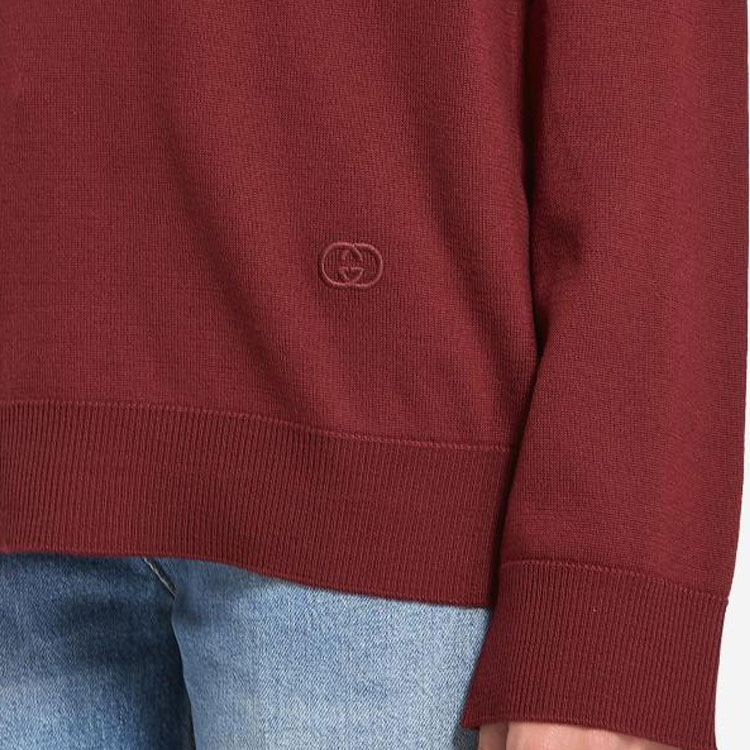 (Women) GUCCI  Solid V-Neck Long Sleeve Polo Shirt 793883-XKFA8-6318 圖 6