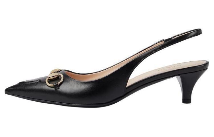 (Women) Gucci 'Spring Summer Collection Horsebit Slingback Cone Heel Black' 782407DMBT0-1000