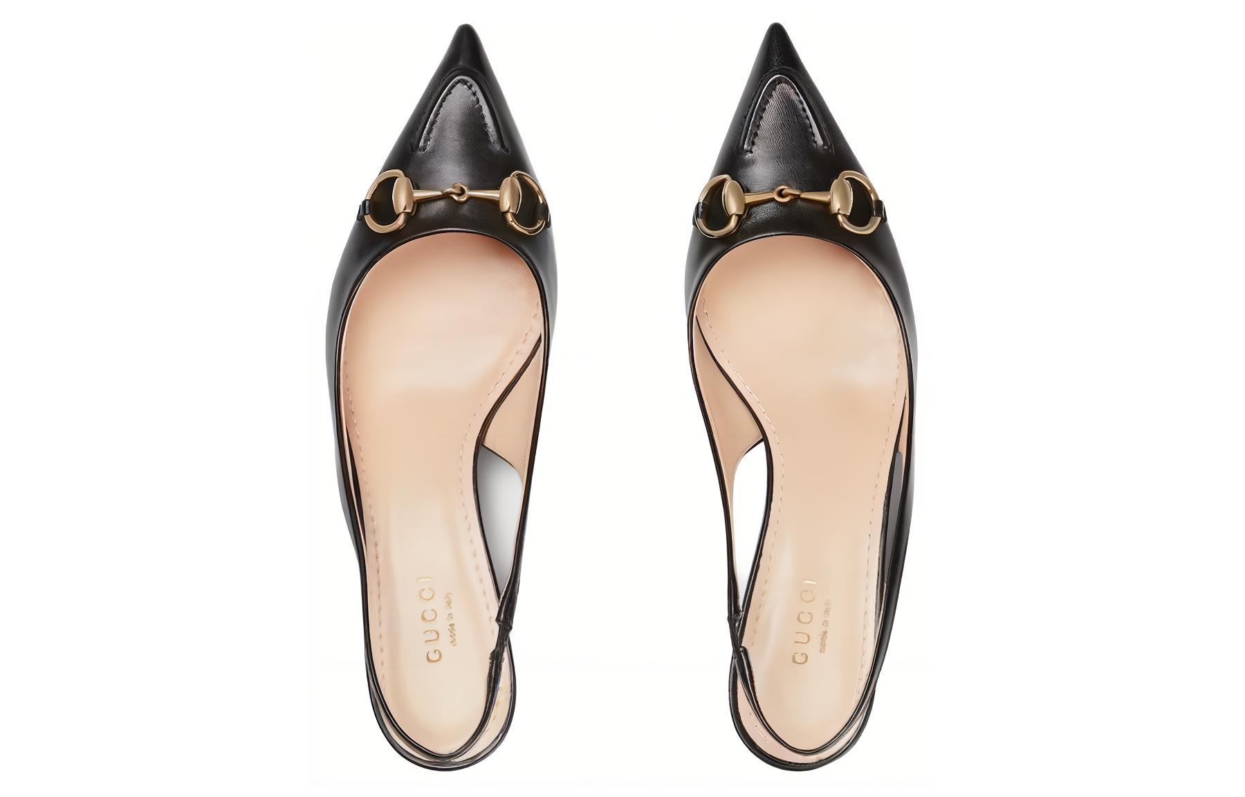 Purchase (W) Gucci ''Lente Zomer Collectie Horsebit Slingback Cone Hak Zwart'' 782407DMBT0-1000