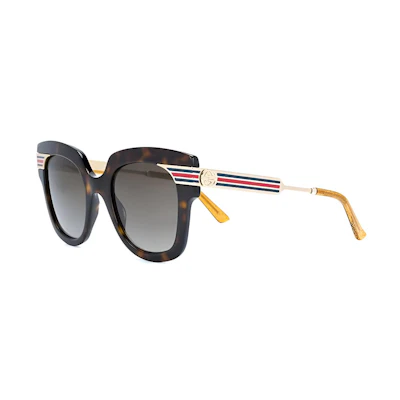 (Women) GUCCI Square Acetate Sunglasses Tortoiseshell Frame with Logo. 6493074