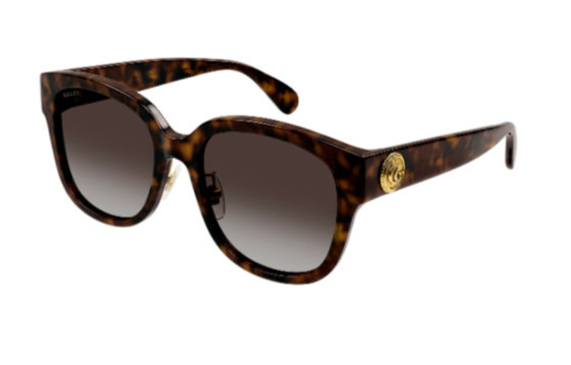 (Women) GUCCI  Square Acetate Sunglasses with Logo Temples in Tortoiseshell. 25236378