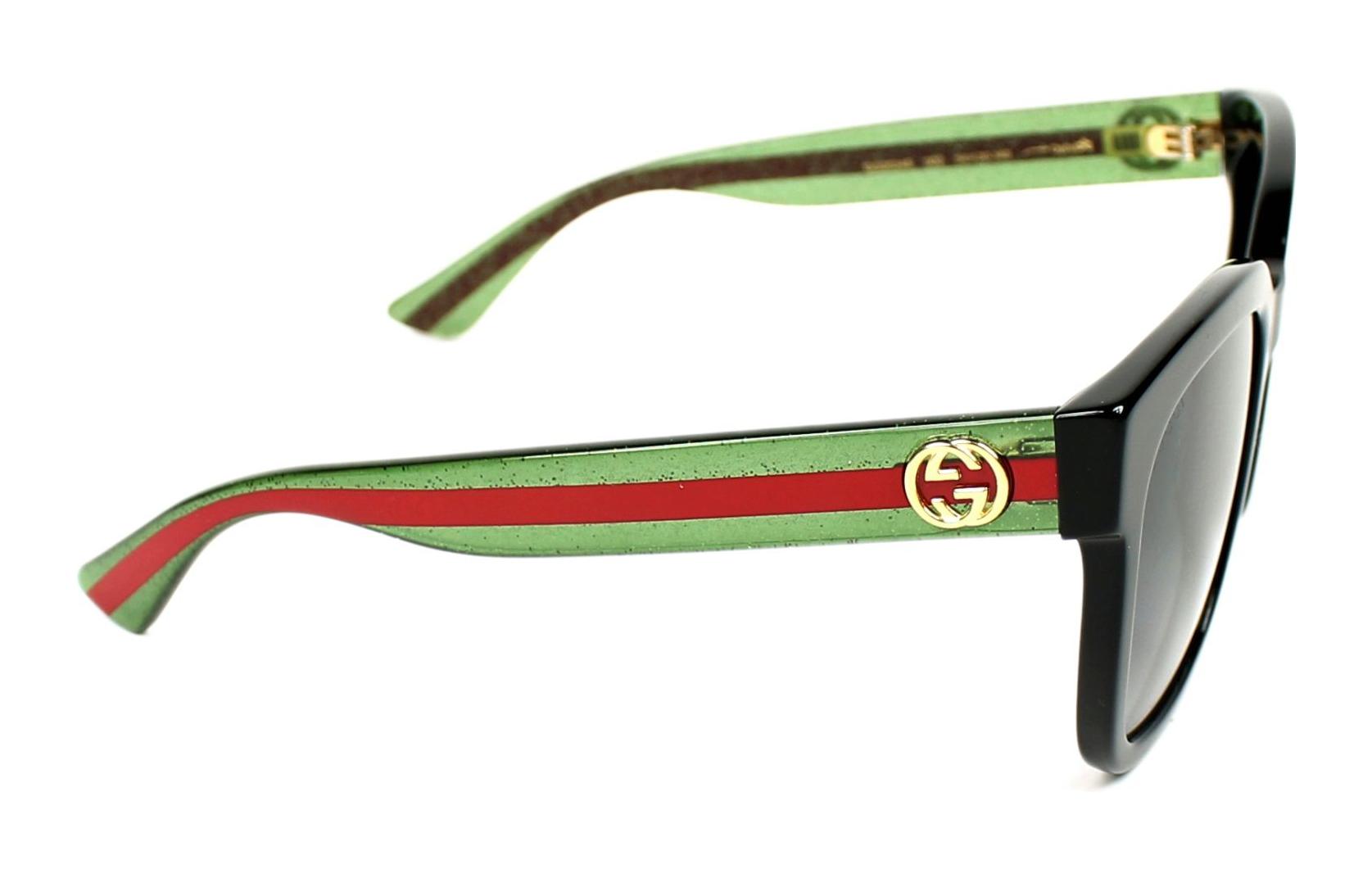 (Women) GUCCI  Square Sunglasses Black/Green/Red Acetate Frame Fashion Shades GG0034SN-002 圖 4