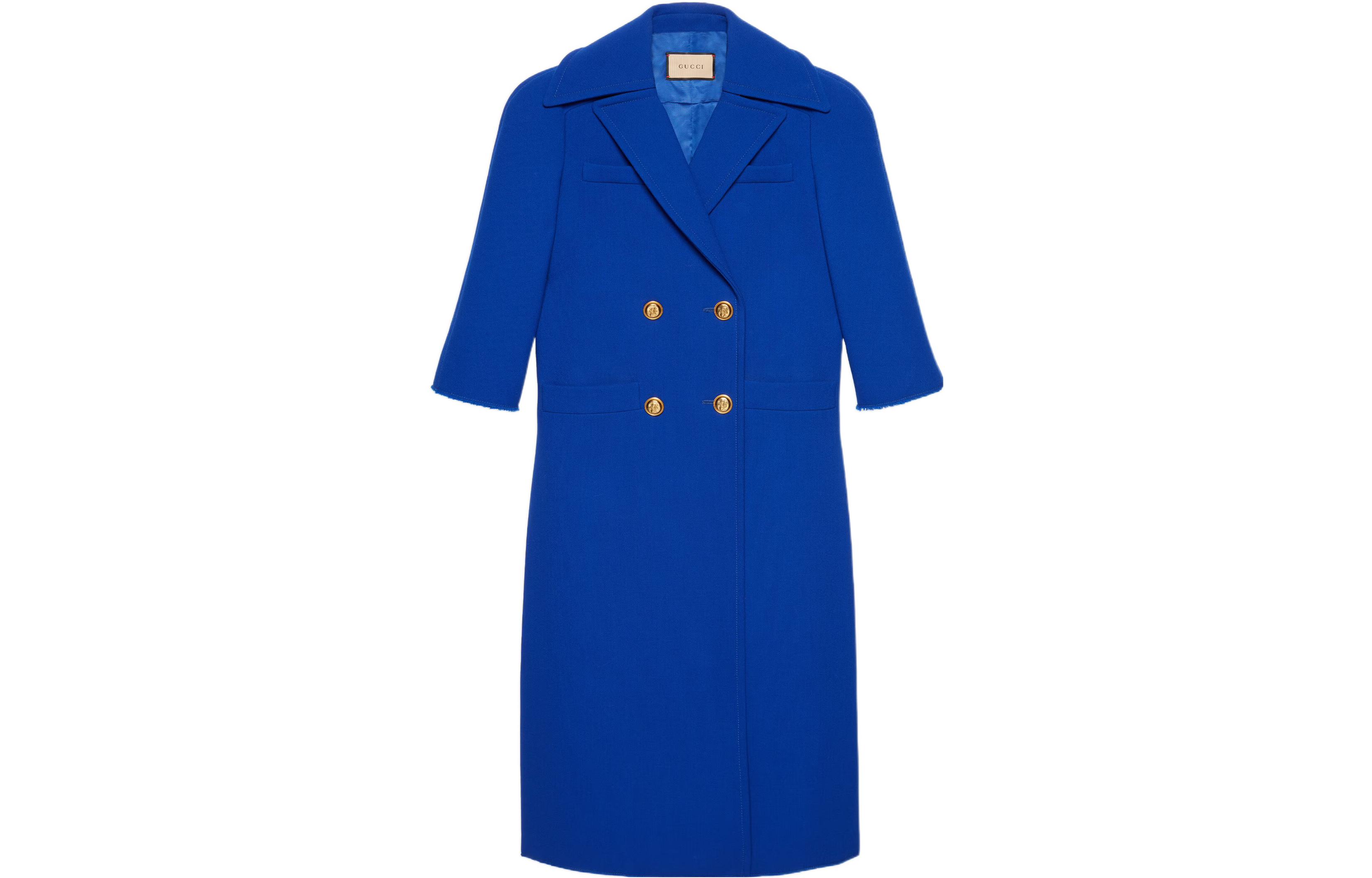 (Women) GUCCI  SS22 Double-Breasted Long Coat in Royal Blue. 669523-ZHW10-4096