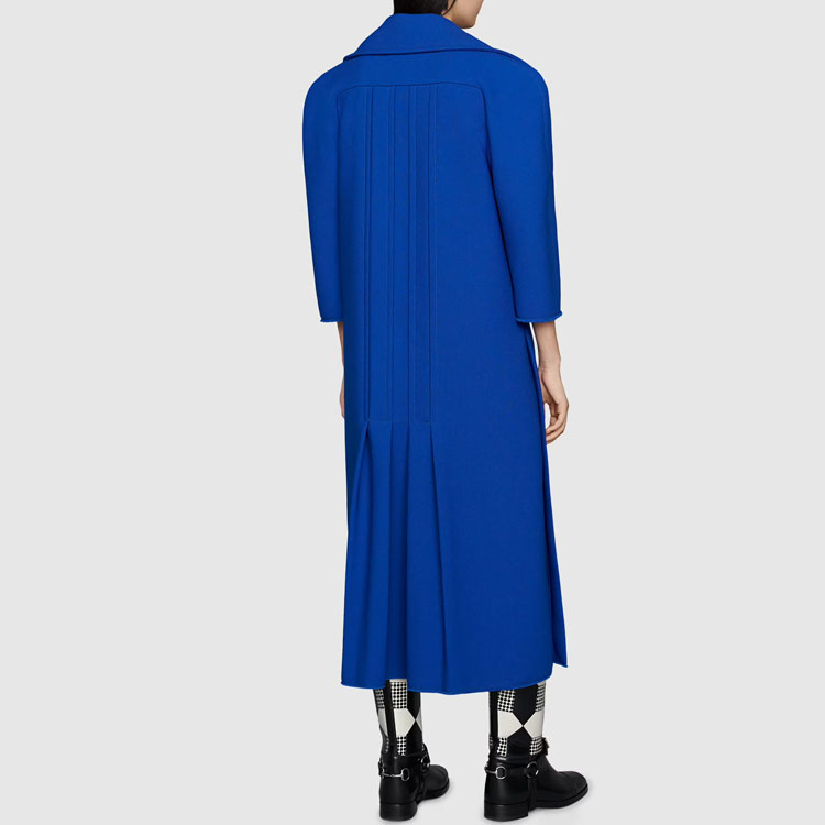 Shop (W) GUCCI 2022春夏皇家藍雙排扣長版大衣 669523-ZHW10-4096