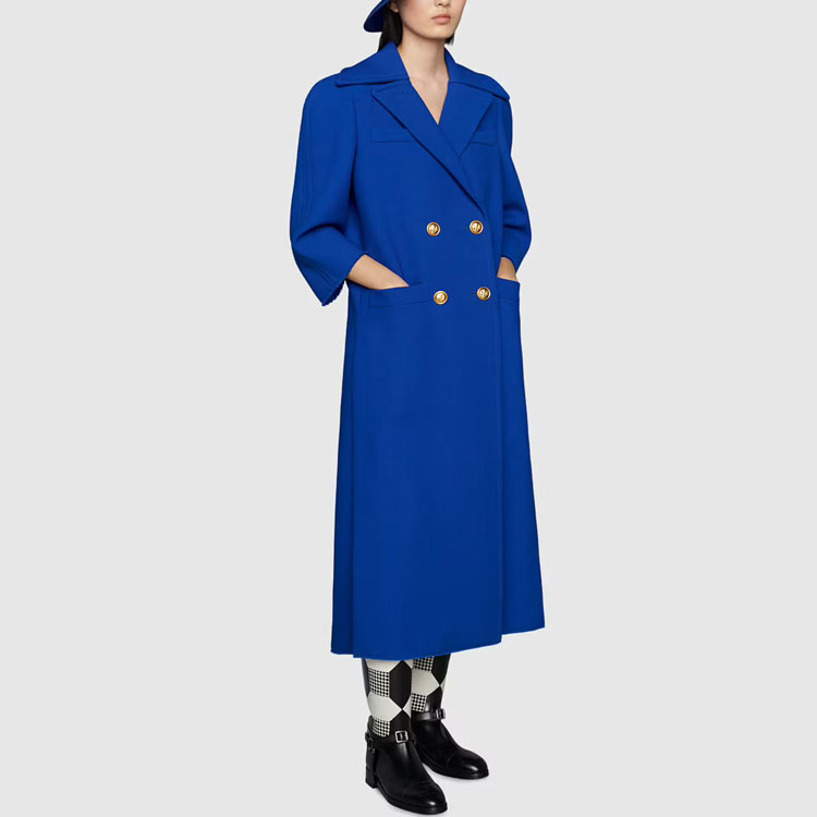 Purchase (W) GUCCI 2022春夏皇家藍雙排扣長版大衣 669523-ZHW10-4096