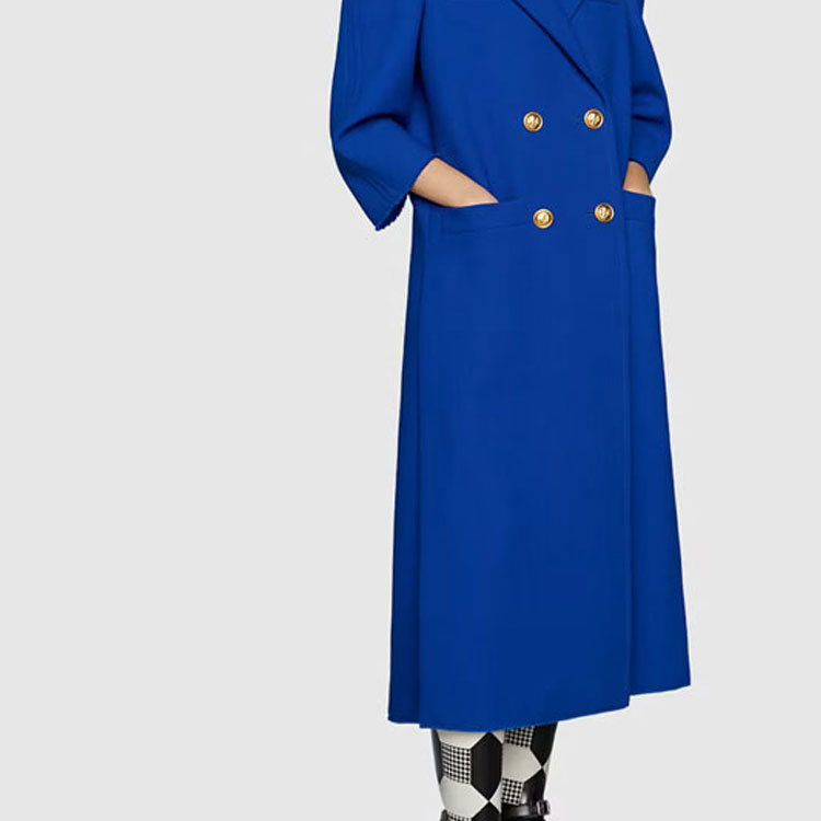 Details for (W) GUCCI 2022春夏皇家藍雙排扣長版大衣 669523-ZHW10-4096