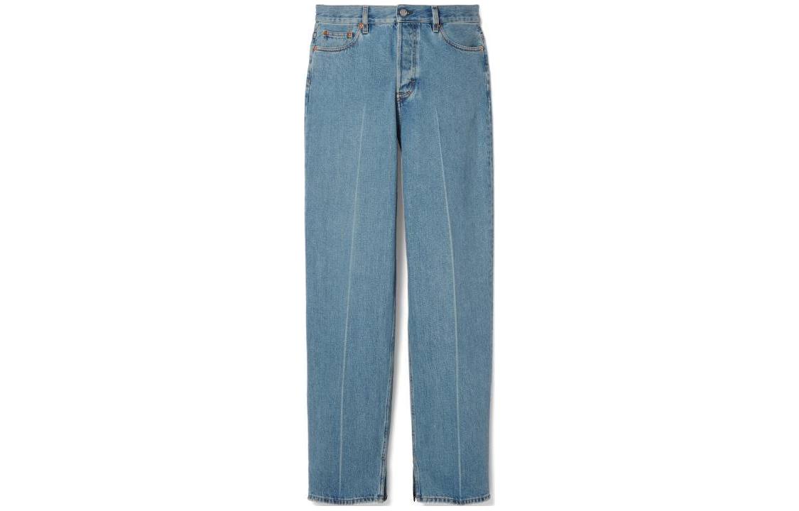(Women) GUCCI  Straight-Leg Blue Jeans with Solid Color and Zipper Pocket. 786815-XDCXM-4011