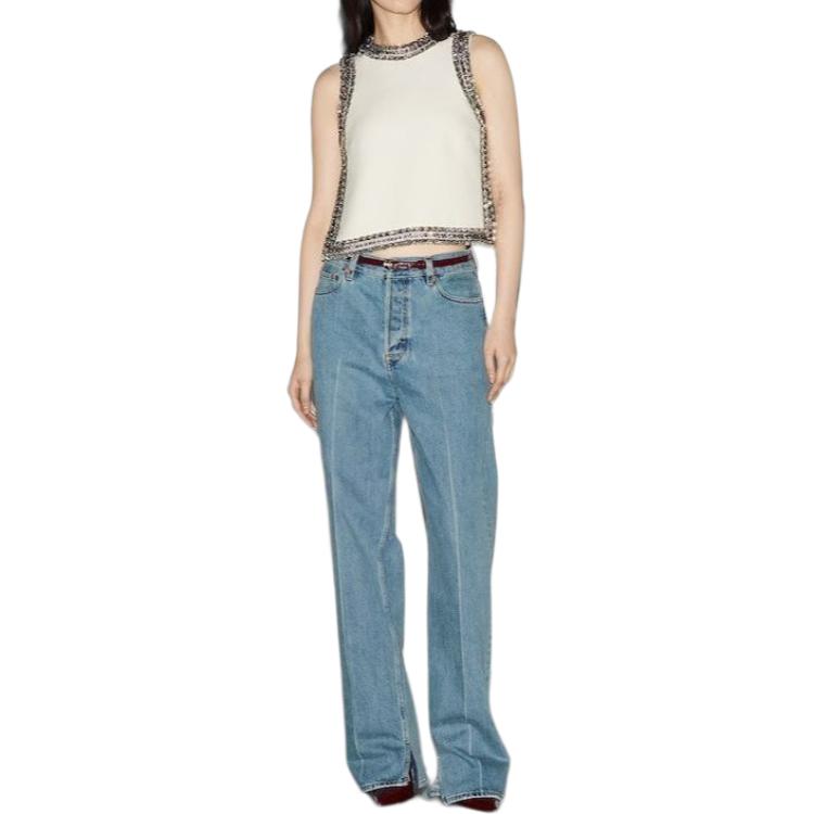 Lookbook (W) GUCCI 直筒蓝色牛仔裤 带纯色设计与拉链口袋。 786815-XDCXM-4011