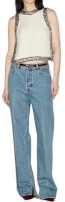 (W) GUCCI 直筒蓝色牛仔裤 带纯色设计与拉链口袋。 786815-XDCXM-4011 Lookbook (W) GUCCI 直筒蓝色牛仔裤 带纯色设计与拉链口袋。 786815-XDCXM-4011