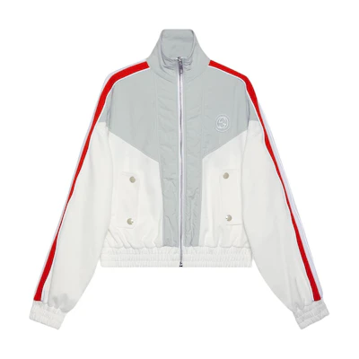 (Women) GUCCI Technical Jersey Zip Sweatshirt White Colorblock Jacket. 766956-XJF6G-9267