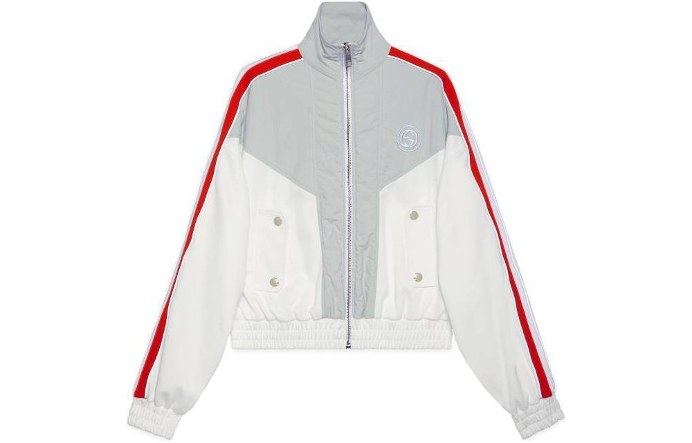 Order (Women) GUCCI  Technical Jersey Zip Sweatshirt White Colorblock Jacket. 766956-XJF6G-9267
