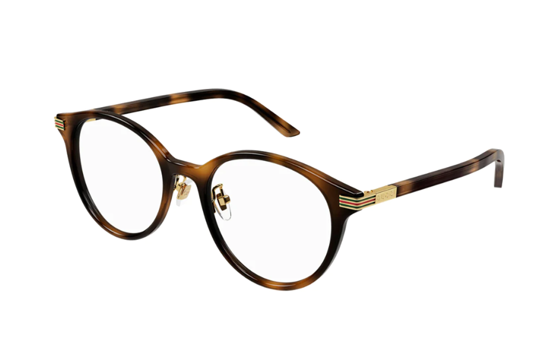 (Women) GUCCI  Tortoiseshell Irregular Acetate Optical Glasses with Logo. GG1454OK002