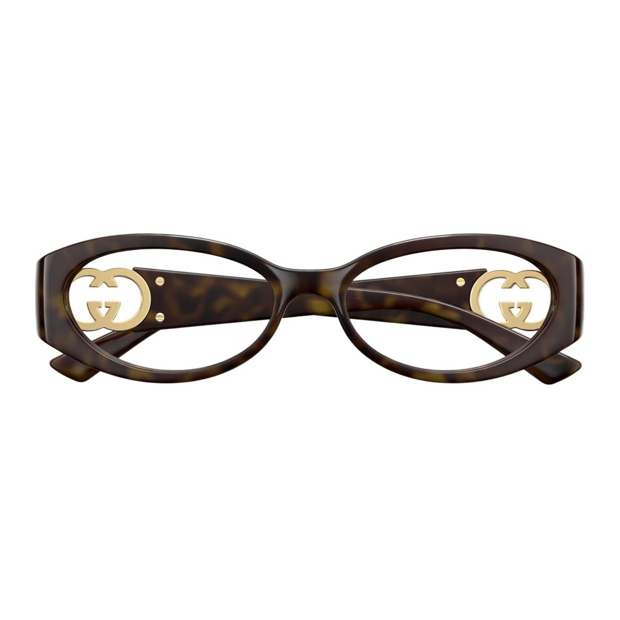 Lookbook (Women) GUCCI  Tortoiseshell Oval Acetate Optical Glasses with Logo Design GG1693O