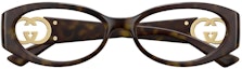Lookbook (Women) GUCCI Tortoiseshell Oval Acetate Optical Glasses with Logo Design GG1693O