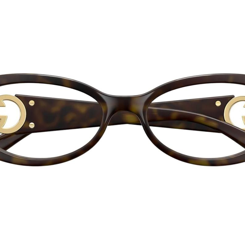 Shop (Women) GUCCI  Tortoiseshell Oval Acetate Optical Glasses with Logo Design GG1693O