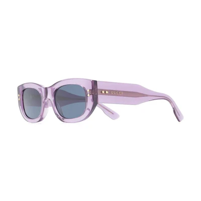 (Women) GUCCI Trendy Rectangular Acetate Sunglasses in Purple. GG1215S003
