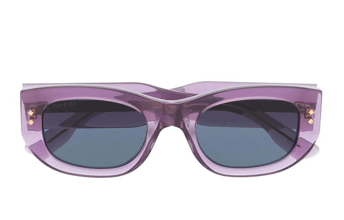 (Women) GUCCI  Trendy Rectangular Acetate Sunglasses in Purple. GG1215S003 圖 4