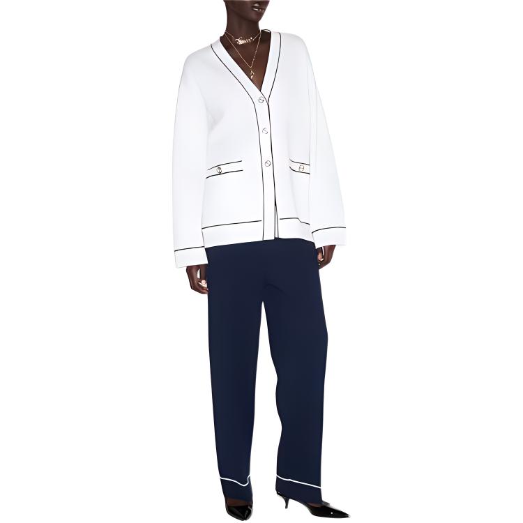 (Women) GUCCI  V-Neck Dropped Shoulder Long Sleeve Knit Cardigan White 811946-XKEHH-9034 圖 3