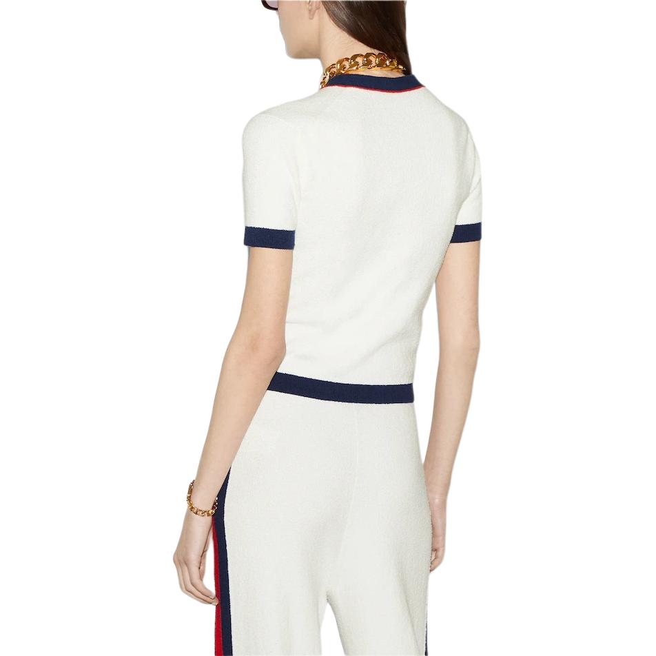 (Women) GUCCI  V-Neck Short Sleeve T-Shirt Beige with Multicolor Stripes 785328-XKD13-9189 圖 6