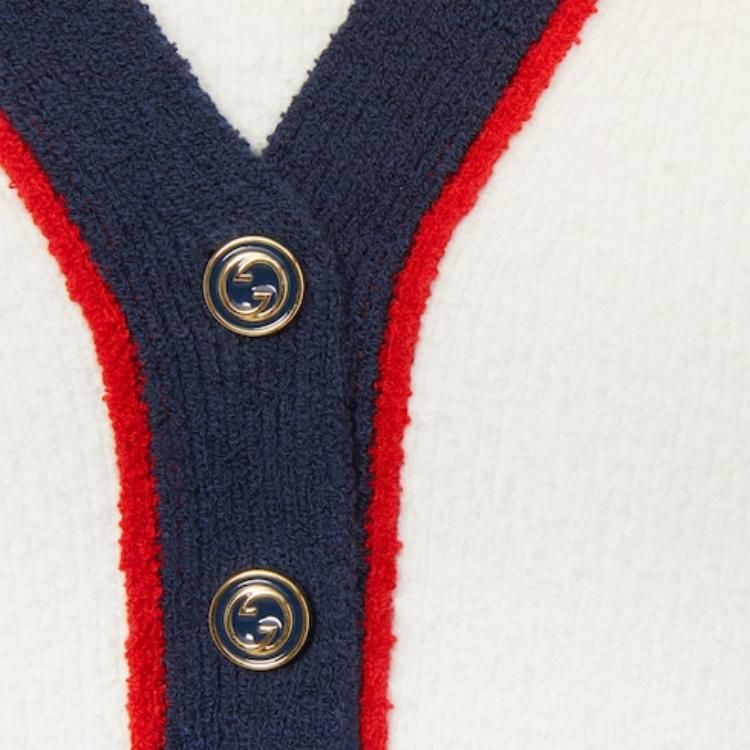 (Women) GUCCI  V-Neck Short Sleeve T-Shirt Beige with Multicolor Stripes 785328-XKD13-9189 圖 7